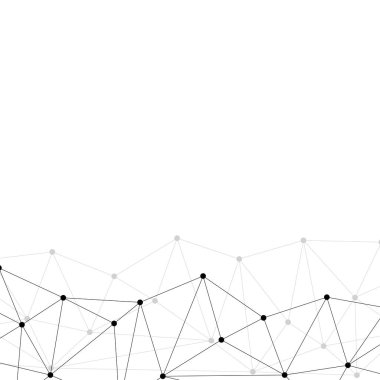 Vektör pankartı tasarımı, çizgili soyut geometrik desen, altıgen desenli beyaz arkaplan.