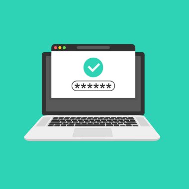 Blok, sınırlı erişim altında Web sayfası. Parola. Vektör çizim.