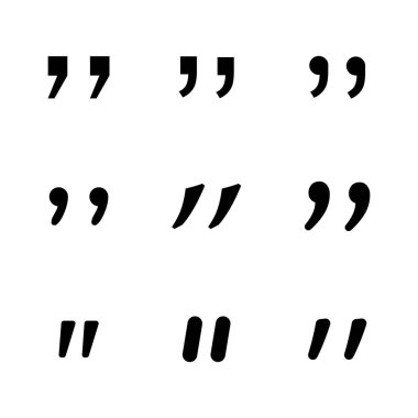 Simge vektör set tırnak. Quotemarks anahat, konuşma işaretleri, ters virgül veya koleksiyon işaretler konuşmayı. Vektör hat sanat illüstrasyon izole beyaz arka plan üzerinde.