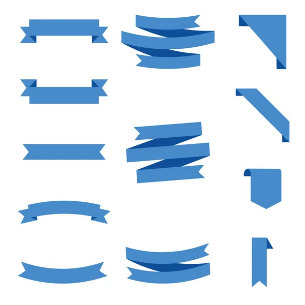플랫 벡터 리본 배너 흰색 배경에 격리 된 플랫, 리본의 그림 세트. 리본 벡터. — 스톡 벡터