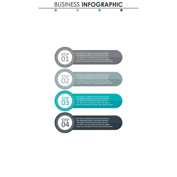 Datos de negocio, gráfico. Elementos abstractos del gráfico, diagrama con 4 pasos, estrategia, opciones, partes o procesos. Plantilla de negocio vectorial para presentación. Concepto creativo para infografía . — Vector de stock