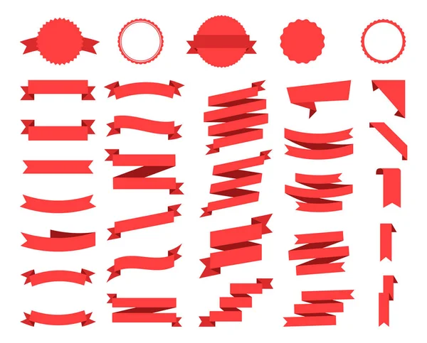 Cintas vectoriales planas banners planos aislados sobre fondo blanco, conjunto de ilustración . — Archivo Imágenes Vectoriales