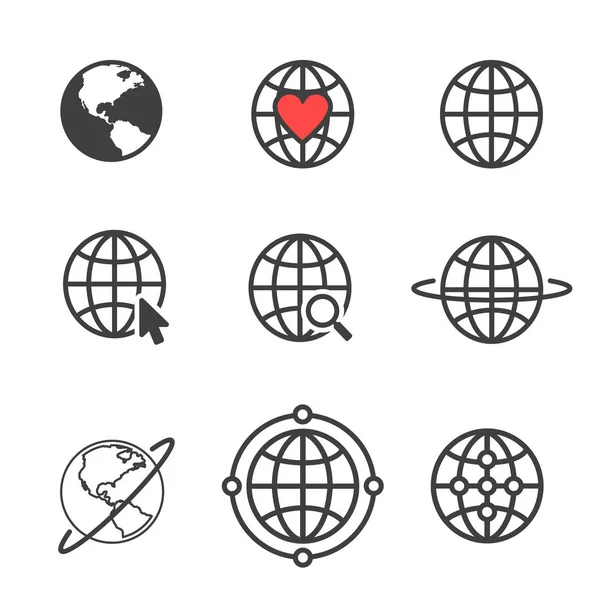 Set of Globe related outline icons. Web apps. Thin line vector icons for website design and development, app development. Vector illustration. — Stock Vector