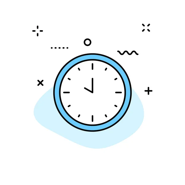 Tid och klocka spindelväv ikonen i lina titulera. Timer, hastighet, alarm, kalender. Vektor illustration. — Stock vektor