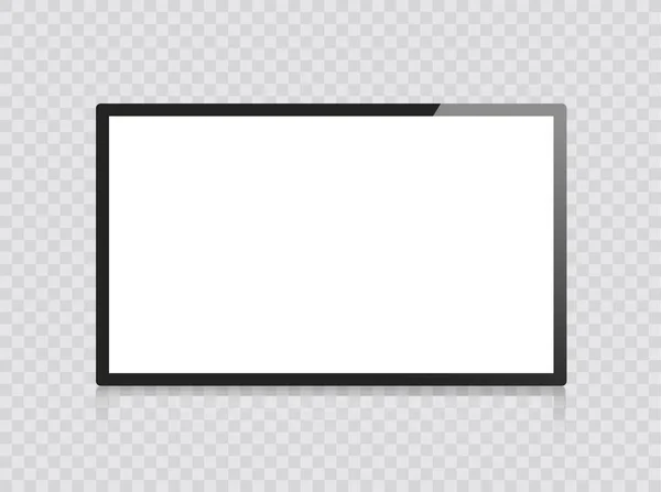 Frame TV. Monitor dator svart foto ram isolerad på transparent bakgrund. Vector blank skärm LCD, plasma, panel-TV för din design. Frontal utsikt TV. Vektor illustration. — Stock vektor
