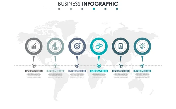 Business data, chart. Abstract elements of graph, diagram with 6 steps, strategy, options, parts or processes. Vector business template for presentation. Creative concept for infographic. — Stock Vector