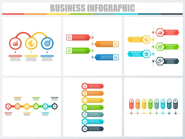 Abstrakte Infografiken nummerieren Optionen Vorlage 3, 4, 5, 6, 7, 8. Vektorillustration. kann für Workflow-Layout, Diagramm, Strategie Business Step-Optionen, Banner und Web-Design-Set verwendet werden. — Stockvektor