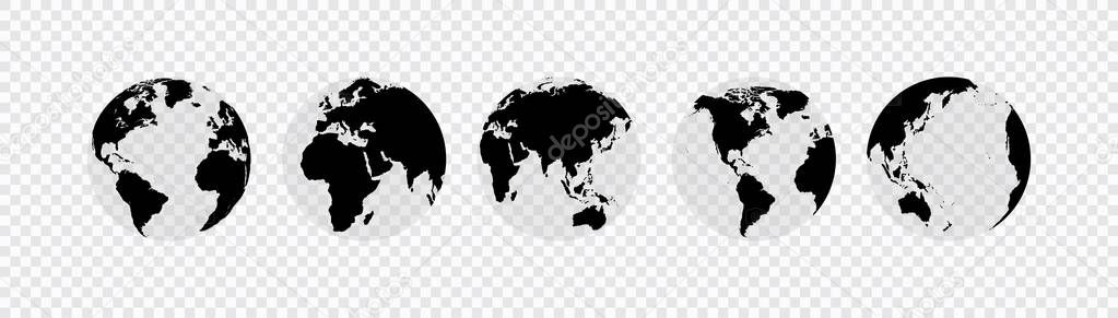 Globes set collection. Vector illustration. On white background.