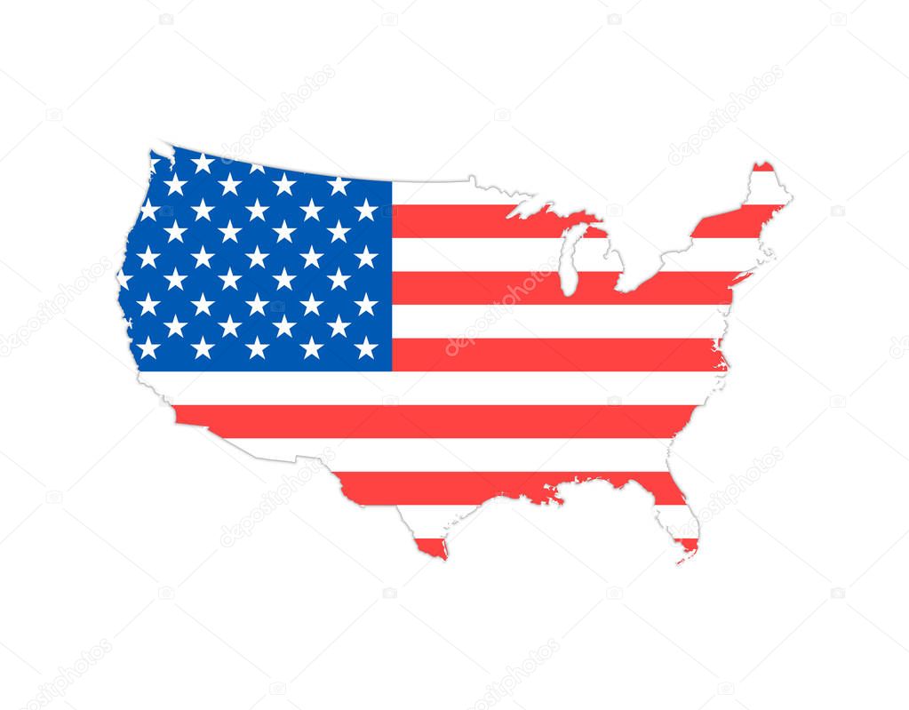 Blank similar USA map isolated on white background. United States of America country. Vector template for website, design, cover, infographics. Graph illustration.