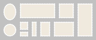 Boş Posta Pulları Seti. Vektör illüstrasyon boş posta pulları koleksiyonu.
