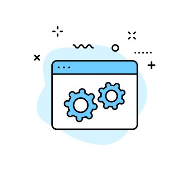 Web simgelerini satır stilinde arayın. Seo analitiği, Dijital pazarlama veri analizi, Çalışan Yönetimi. Vektör çizimi.