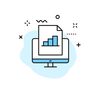 Satır stilinde Veri Analizi web simgeleri. Grafikler, Analiz, Büyük Veri, büyüme, grafik, araştırma. Vektör çizimi.