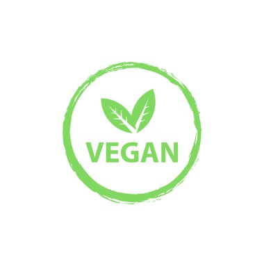 Vegan logosu, organik biyo logolar veya işaret. Ham, sağlıklı gıda rozetleri, kafe, restoranlar, ürün ambalajvb için ayarlanmış etiketleri Vektör vegan etiket simgeleri şablonları seti.
