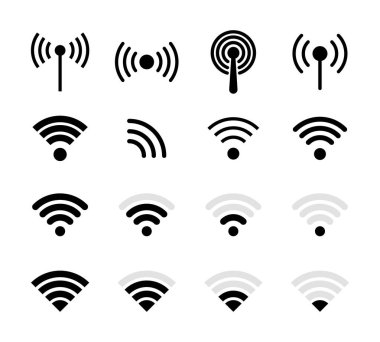 Büyük set kablosuz ve wifi simgeleri. En iyi koleksiyon. Vektör İllüstrasyonu.