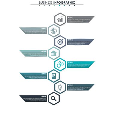 İş verileri, grafik. Grafiğin soyut öğeleri, 8 adımlı diyagram, strateji, seçenekler, parçalar veya süreçler. Sunu için vektör iş şablonu. Bilgi grafiği için yaratıcı konsept.