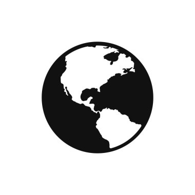 Düz planet Earth simgesini. Beyaz bir arka plan üzerinde izole bir dünya dünya çizimi.