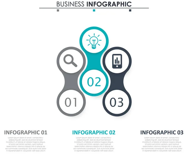 Бизнес-данные, график. Абстрактные элементы графика, таран с тремя шагами, стратегия, варианты, части или процессы. Векторный бизнес-шаблон для презентации. Творческая концепция для инфографики . — стоковый вектор