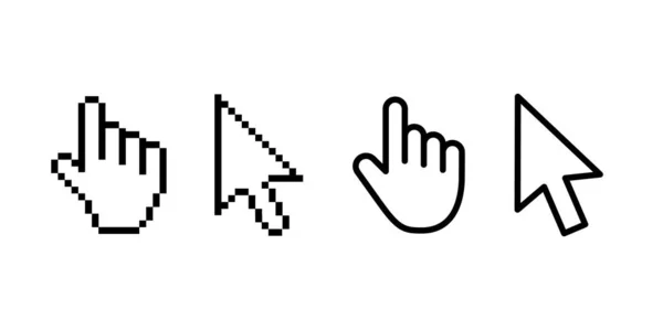 Ordenador ratón haga clic en cursor grises iconos de flecha establecer y cargar iconos. Icono del cursor. Ilustración vectorial. — Vector de stock