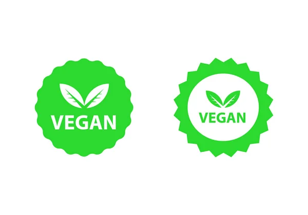 Vegan Logos Collection uppsättning, organiska bio logotyper eller skyltar. Råa, hälsosamma mat märken, Tags för Café, restauranger, produkter förpackningar etc. Vektor vegan klistermärke ikoner mallar set. — Stock vektor