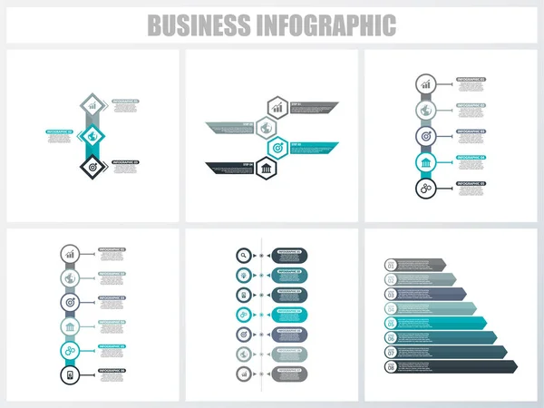 Soyut infographics sayı seçenekleri şablon 3, 4, 5, 6, 7, 8. Vektör illüstrasyon. İş akışı düzeni, diyagram, strateji iş adım seçenekleri, banner ve web tasarım seti için kullanılabilir. — Stok Vektör