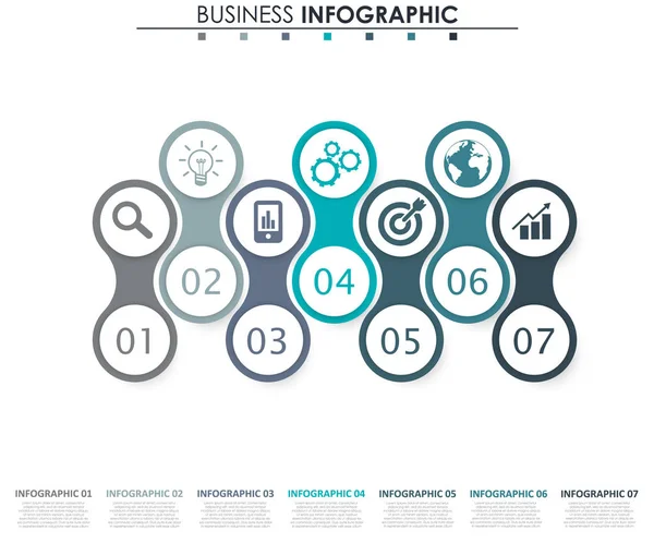 Business data, chart. Abstract elements of graph, diagram with 7 steps, strategy, options, parts or processes. Vector business template for presentation. Creative concept for infographic. — Stock Vector