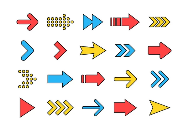 Arrows big colored set icons. Arrow icon. Arrow vector collection. Arrow. Cursor. Modern simple arrows. Vector illustration. — Stock Vector