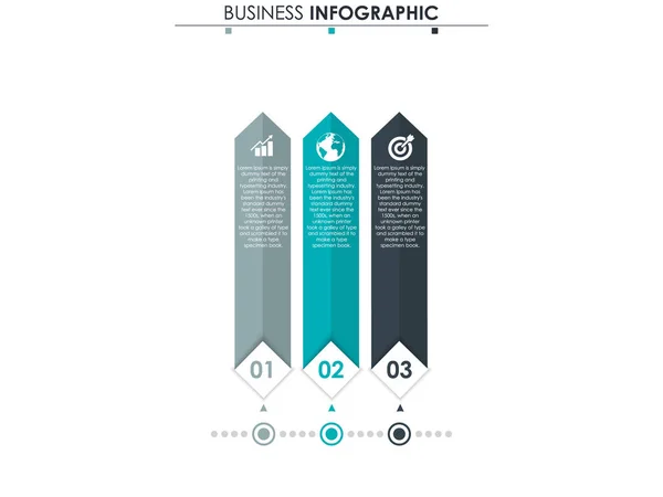 İş verileri, grafik. Grafiğin soyut öğeleri, 3 adımlı diyagram, strateji, seçenekler, parçalar veya süreçler. Sunu için vektör iş şablonu. Bilgi grafiği için yaratıcı konsept. — Stok Vektör