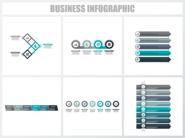 Abstract infographics number options template 3, 4, 5, 6, 7, 8. Vector illustration. Can be used for workflow layout, diagram, strategy business step options, banner and web design set. — Stock Vector