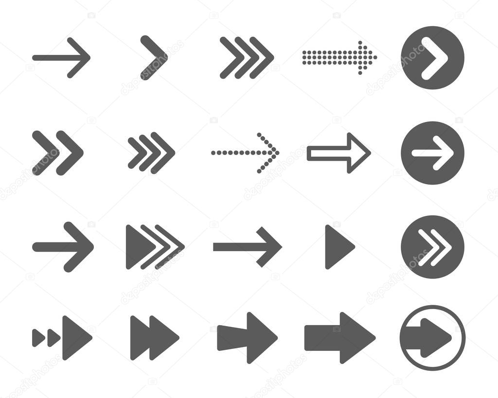 Arrows vector collection with elegant style and black color, collection of black direction pencil sketch symbols.