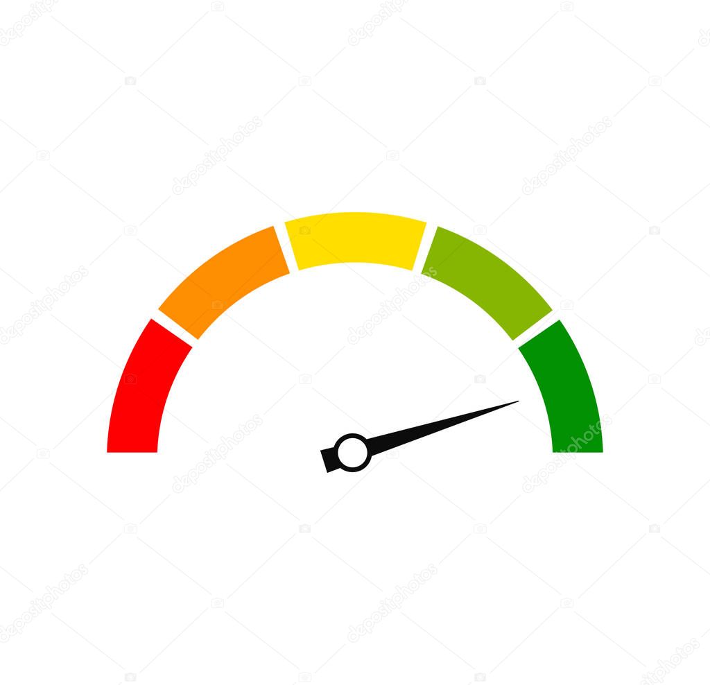 Rating customer satisfaction meter. Different emotions. Abstract concept graphic element of tachometer, speedometer, indicators, score. Vector illustration.