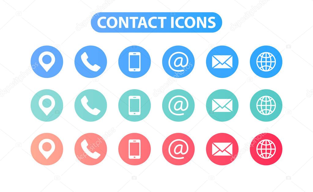 Set of Contact Us web icons in line style. Web and mobile icon. Chat, support, message, phone. Vector illustration.