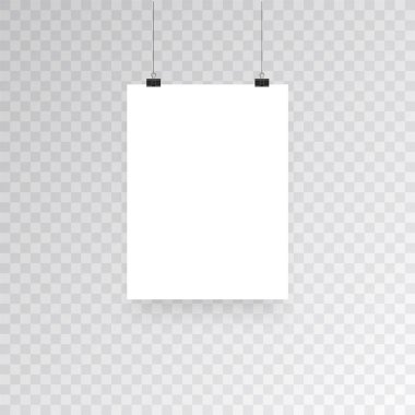 Boş fotoğraf çerçeveleri veya saydam arka plan üzerinde izole poster şablonları asılı. Asılı, fotoğraf resim kağıdı Galerisi portföy illüstrasyon vektör çerçeve