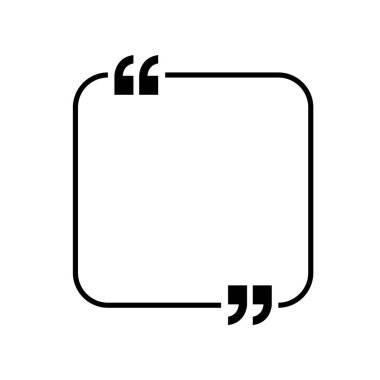 Simge vektör tırnak. Quotemarks anahat, konuşma işaretleri, ters virgül veya koleksiyon işaretler konuşmayı. Vektör hat sanat illüstrasyon izole beyaz arka plan üzerinde.