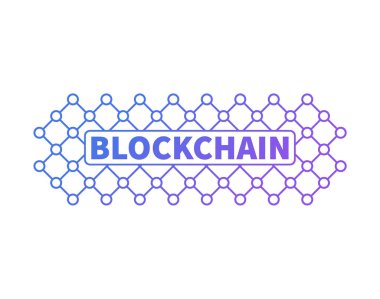 Beyaz arka planda Blockchain teknolojisi vektör çizimi.