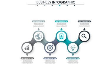 İş verileri, grafik. Grafiğin soyut öğeleri, 6 adımlı diyagram, strateji, seçenekler, parçalar veya süreçler. Sunu için vektör iş şablonu. Bilgi grafiği için yaratıcı konsept.