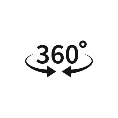 360 derecelik izleme vektör arka plandan izole simgeler daire içine alın. Döndürme veya 360 derece panoramalar göstermek için işaretler oklarla. Beyaz arka plan üzerinde izole vektör çizim.