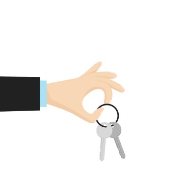 El tutuşan ev anahtarı. Düz tarzda vektör çizimi.