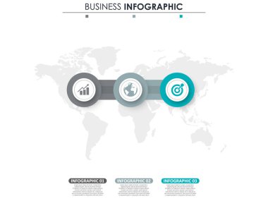 İş verileri, grafik. Grafiğin soyut öğeleri, 3 adımlı diyagram, strateji, seçenekler, parçalar veya süreçler. Sunu için vektör iş şablonu. Bilgi grafiği için yaratıcı konsept.