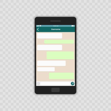 Sosyal ağ kavramı. Boş şablon. Haberci pencere. Kastamonuda ve ileti kavramı. Sohbet app şablon whith mobil klavye. Vektör çizim mesaj.