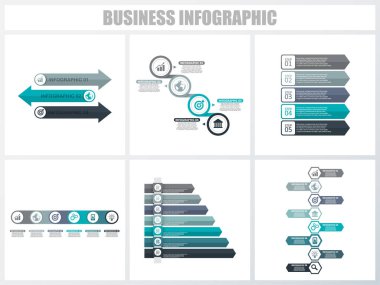 Soyut infographics sayı seçenekleri şablon 3, 4, 5, 6, 7, 8. Vektör illüstrasyon. İş akışı düzeni, diyagram, strateji iş adım seçenekleri, banner ve web tasarım seti için kullanılabilir.
