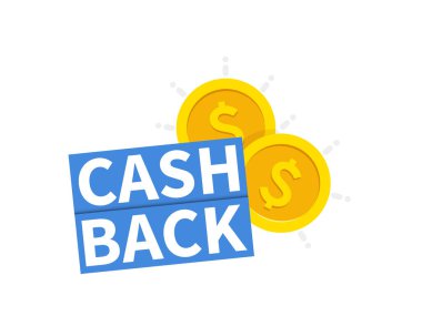 Nakit Geri simgesi. Beyaz arka planda izole edilmiş. Cashback veya para iadesi etiketi. Vektör çizimi.