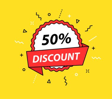 Satış etiketi. Özel teklif, büyük satış, indirim, en iyi fiyat, mega satış afiş. Alışveriş veya online alışveriş. Etiket, rozet, kupon, mağaza. Vektör İllüstrasyonu.