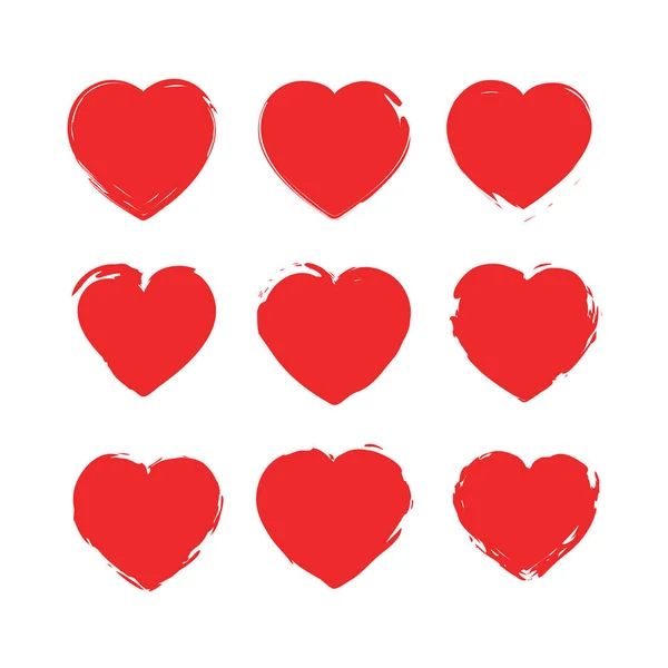 Uppsättning hjärtan. Frimärken samling kärleks former för din design. Texturerat alla hjärtans dag skyltar. Vektor illustration. — Stock vektor