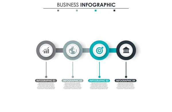 Geschäftsdaten, Grafik. abstrakte Elemente von Graphen, Diagrammen mit 4 Schritten, Strategie, Optionen, Teilen oder Prozessen. Vektor-Geschäftsvorlage für die Präsentation. Kreatives Konzept für Infografik. — Stockvektor