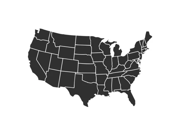 흰 바탕에는 비슷 한 미국 지도가 고립되어 있다. 미국의 나라입니다. 웹 사이트, 디자인, 커버, 인포 그래픽을 위한 벡터 템플릿. 도표의 예. — 스톡 벡터