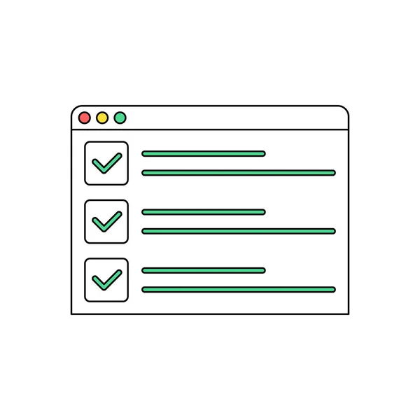Checklist browser window. Check mark. Choice, survey concepts. Elements for web banners, websites, infographics. Flat design, vector illustration on background.