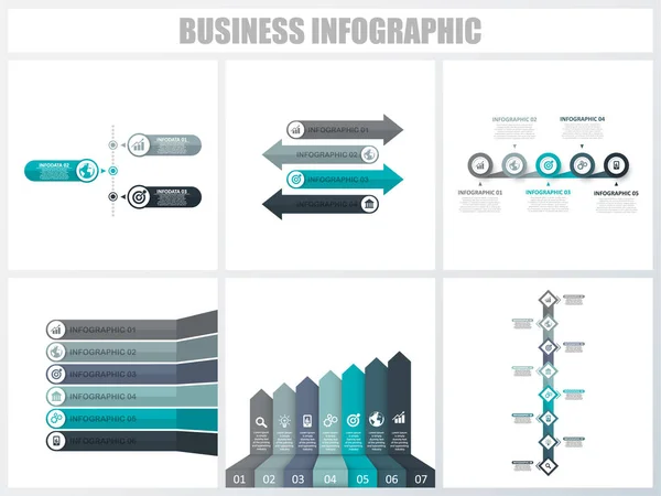 Abstract infographics number options template 3, 4, 5, 6, 7, 8. Vector illustration. Can be used for workflow layout, diagram, strategy business step options, banner and web design set. — Stock Vector