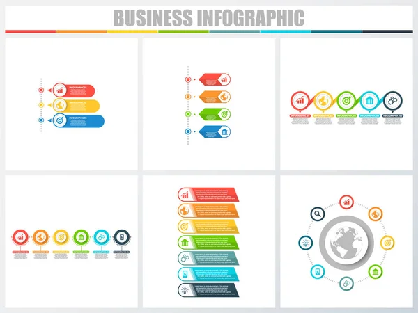 Abstrakte Infografiken nummerieren Optionen Vorlage 3, 4, 5, 6, 7, 8. Vektorillustration. kann für Workflow-Layout, Diagramm, Strategie Business Step-Optionen, Banner und Web-Design-Set verwendet werden. — Stockvektor