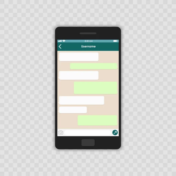 Concept de réseau social. Gabarit vide. Fenêtre de messager. Concept Chating et messagerie. Modèle d'application de chat whith clavier mobile. Illustration vectorielle Message . — Image vectorielle