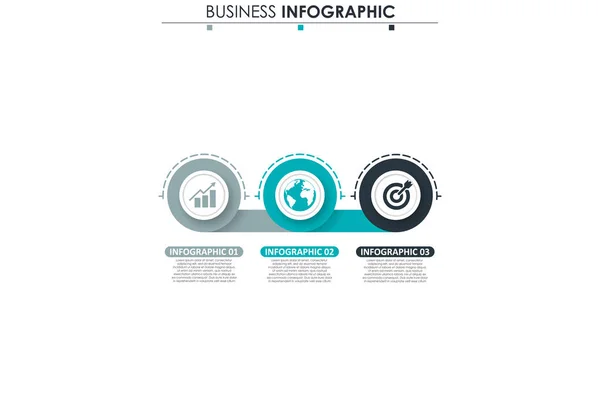 Бизнес-данные, график. Абстрактные элементы графика, таран с тремя шагами, стратегия, варианты, части или процессы. Векторный бизнес-шаблон для презентации. Творческая концепция для инфографики . — стоковый вектор